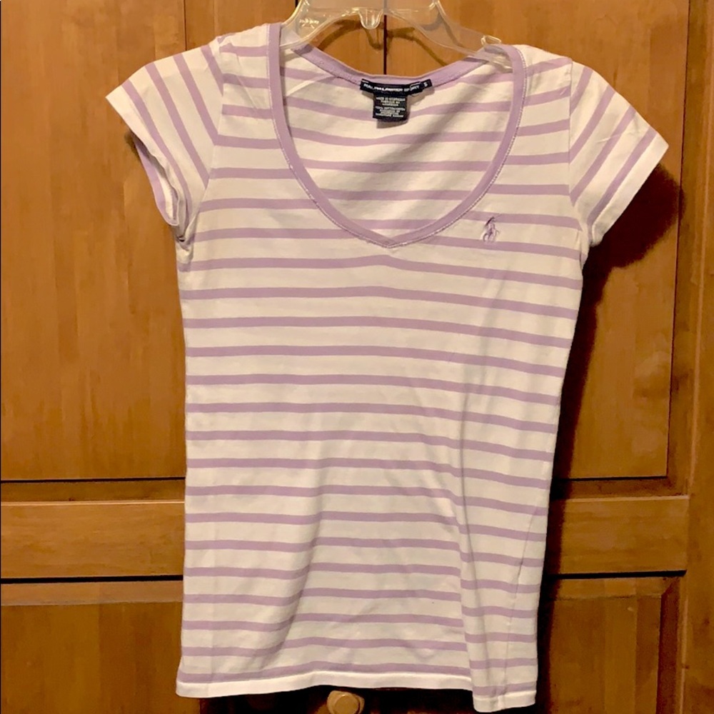 LIGHTLY WORN | Striped Ralph Lauren V-Neck Tee
